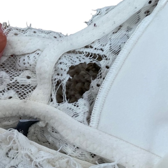 AERIE White Lace Racerback Boho Lounge Triangle Bra - Picture 3 of 9